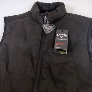Callaway Mens Medium Black Welded Quilted Vest New WeatherSeries Swing Tech Golf